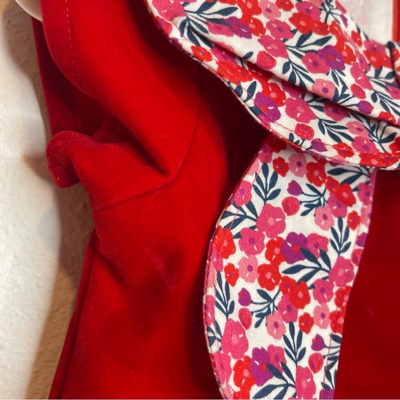 brand new petit peony red velvet floral collar dress - Picture 3 of 4